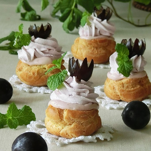 レシピ ぶどうのシュークリーム お店では買えないかわいい美味しいお菓子 By Bibiすみれさん レシピブログ 料理ブログのレシピ満載