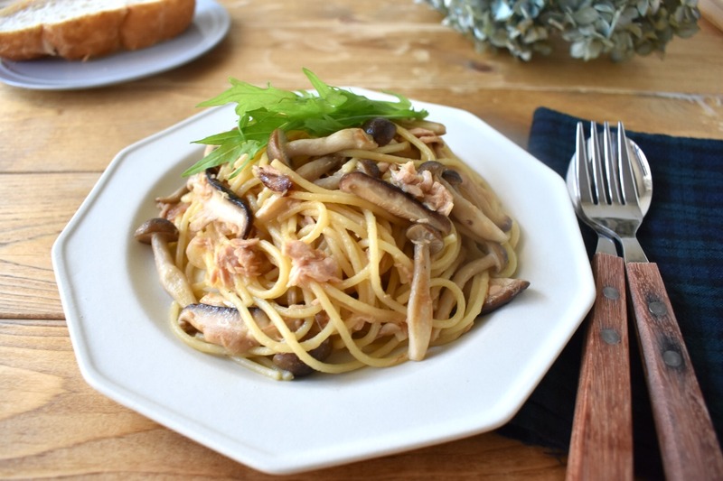 麺つゆバターで簡単＊作業時間10分で【ツナときのこの和風パスタ】