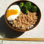 作り置きの肉みそ　＆肉味噌丼の、温玉のせ　＋次回は、肉味噌を使い回し