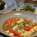 トマト麻婆豆腐。夏野菜おかずで晩ごはん。