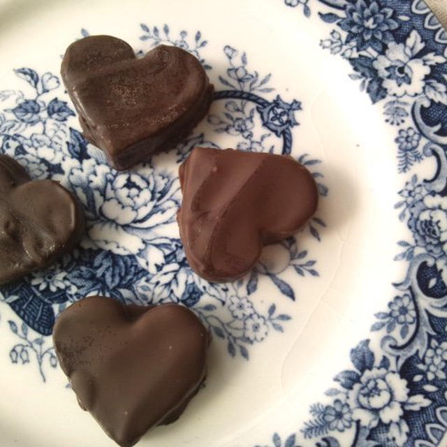 チョコがけ羊羹の、チョコ（小豆味と梅味）