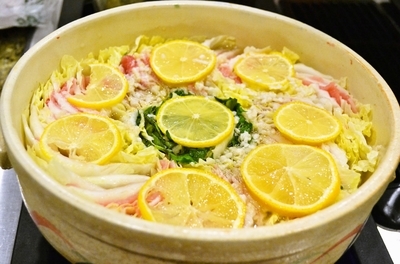 白菜と豚肉ミルフィーユ　塩こうじレモン鍋