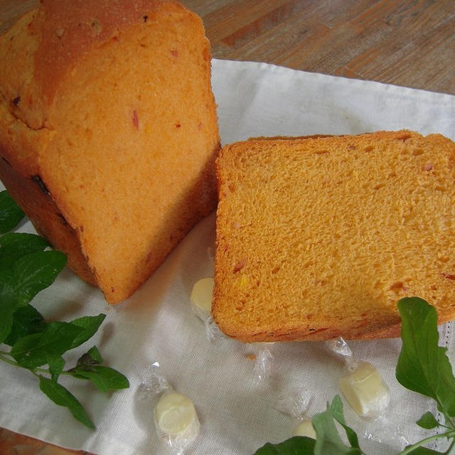 コーンとベーコンのピザ風食パン