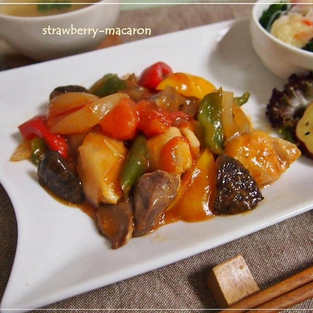 トマト・鶏胸・砂肝の酢鶏風・温野菜の簡単カニカマあんかけ・ツナの中華風サラダの中華献立
