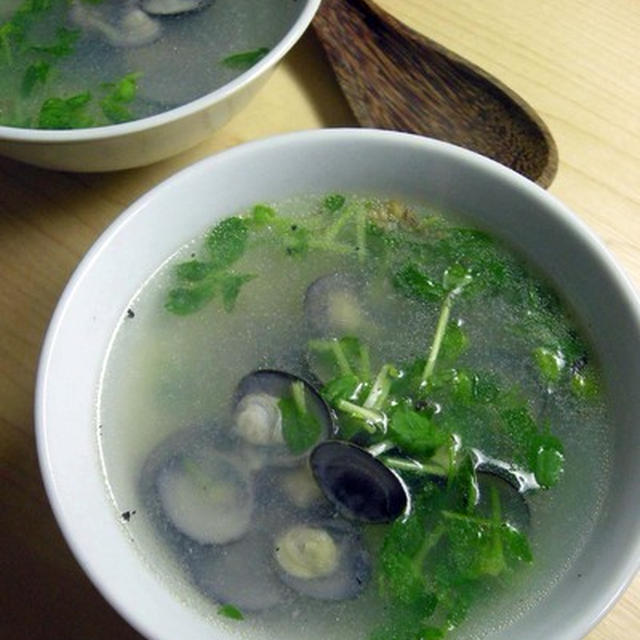 しじみと豆苗の塩スープ By カリンさん レシピブログ 料理ブログのレシピ満載
