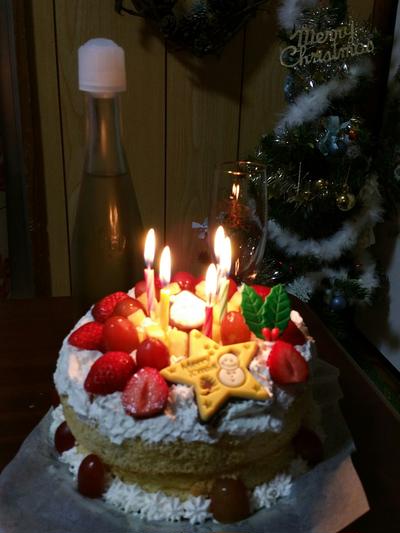 シフォンケーキでクリスマスケーキ