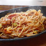 鶏肉と舞茸のトマトシチューパスタ