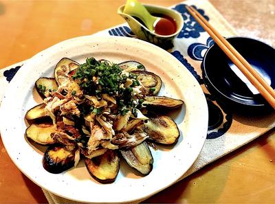 焼き鯖とナスのたたき