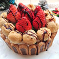 あっという間にできる苺とお菓子で飾ったクリスマスケーキ