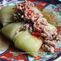 ルクエで「胡麻風味 肉くずし豆腐」と「翡翠茄子の肉タレかけ」 by hannoahさん