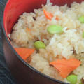 Japanese mixed rice with salmon and edamame