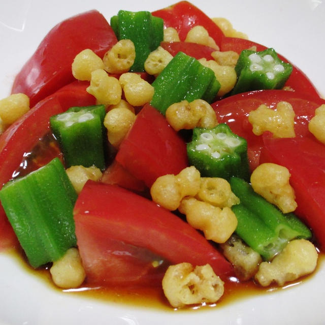 トマトとおくらの天かす 揚げ玉 サラダ By Syu さん レシピブログ 料理ブログのレシピ満載