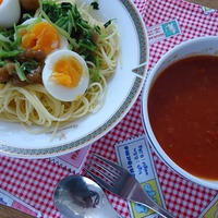 三つ葉となめこ♪つけスパゲティ～！！！
