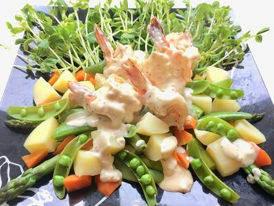 海老マヨで食べる！春の温野菜サラダ