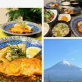 地元ブランド虹鱒「紅富士」ムニエル  レモンバター醤油添えで夕食の一品・・今朝の富士山