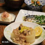 大根の鶏きのこそぼろあん 。さばで晩ごはん。