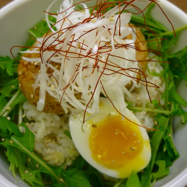 しゃきしゃきごぼうが入った甘辛つくね丼