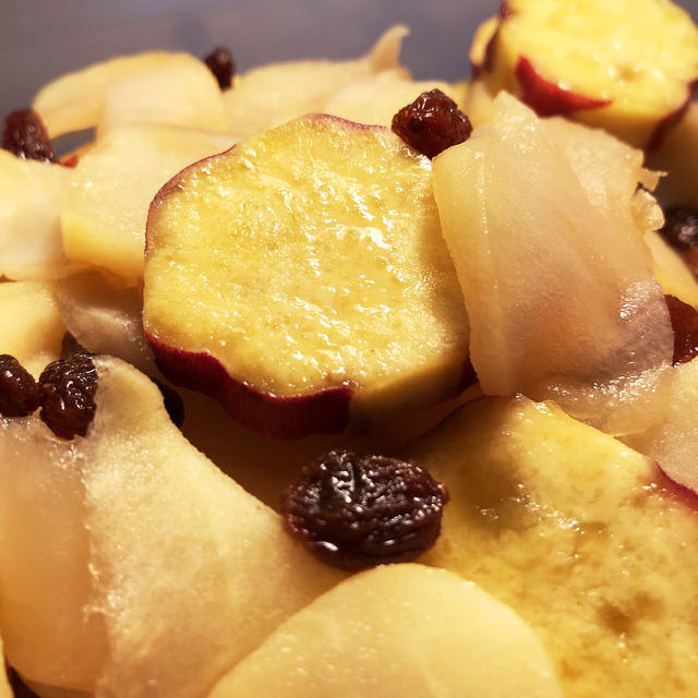 レンジで りんごとさつまいもの甘煮 By まるこさん レシピブログ 料理ブログのレシピ満載