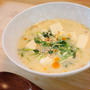 豆腐たっぷり豆苗の豆乳スープ