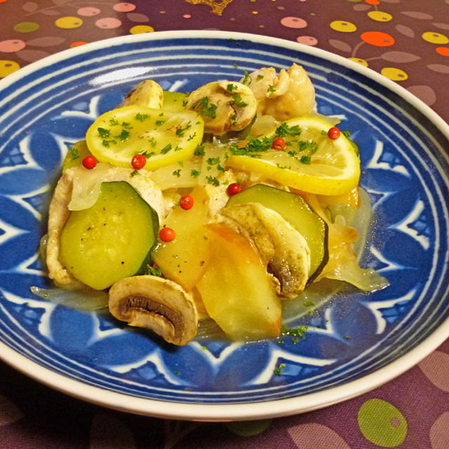 鶏むね肉の白ワイン蒸し煮