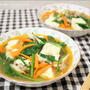 身近の材料でパッパッと作る♪ほうれん草と人参の麻婆豆腐