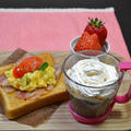 朝カフェ☆スクランブエッグルトーストtoウインナーコーヒー  by とまとママさん
