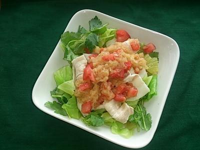 茹で豚とキャベツのトマトおろしかけ