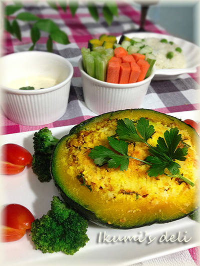 キーマカレーのかぼちゃボウルグラタン