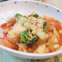 オレガノがポイント♪白菜と大豆のトマト煮