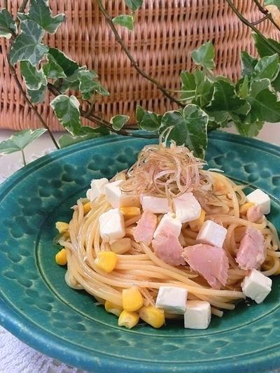 みょうがとクリームチーズの冷製パスタ