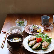 ピーマンの鶏つくね照り焼き。かつおのたたき・献立。と、スコーン。