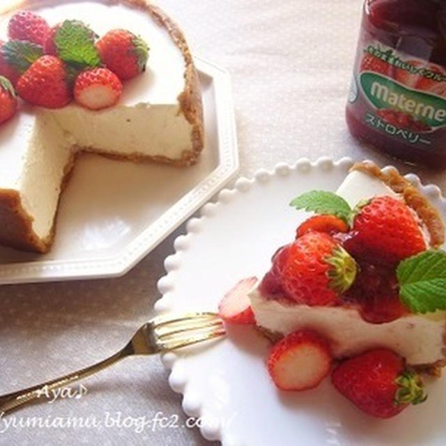 苺＆ミントのヨーグルトチーズケーキ