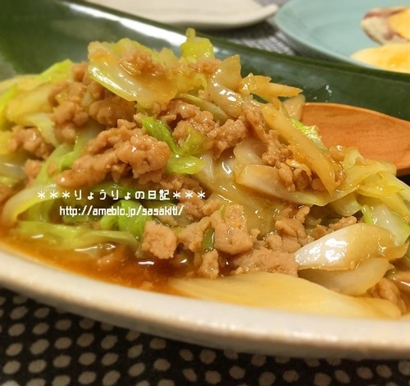 *【recipe】鶏ひき肉とキャベツの中華風とろみ炒め*