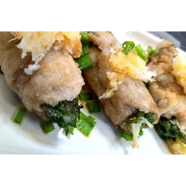 おろしでさっぱり♪和風！大葉エノキの豚巻き★
