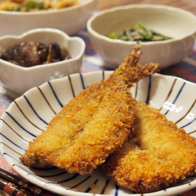 アジフライ の 晩ご飯。