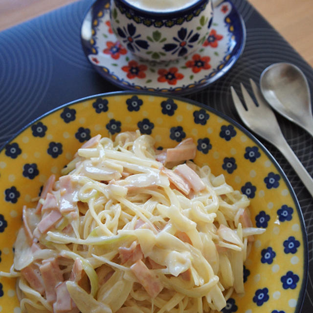 卵なし・バターなし　豆乳カルボナーラ風パスタ