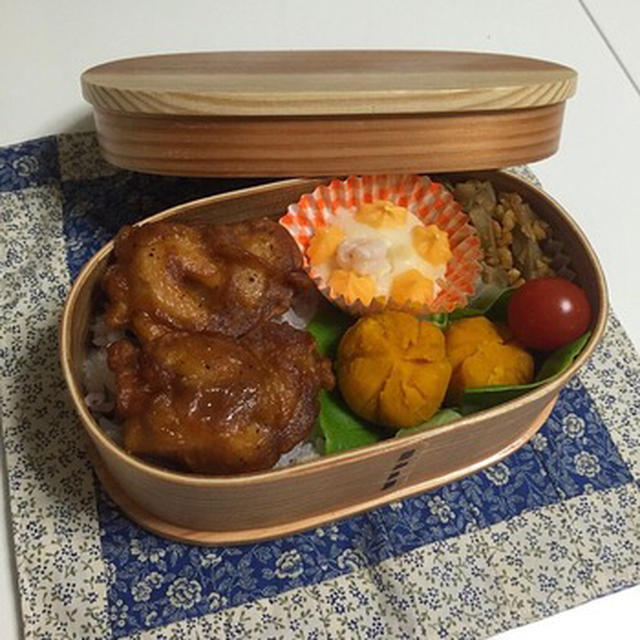 若鶏の唐揚げと叩きごぼうのピーナッツ和え弁当