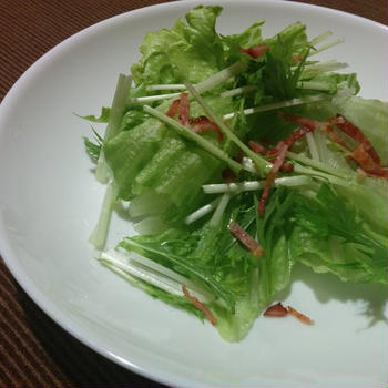レタスと水菜のシンプルサラダ