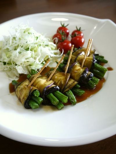 インゲンの茄子巻き♪オイスター風味♪