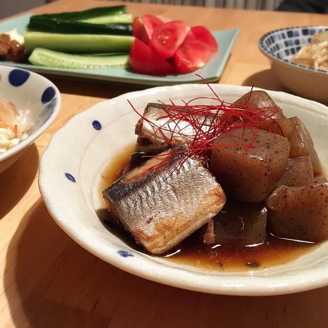 秋刀魚とこんにゃくの煮物