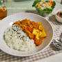 りんごのフルーツブランデーdeタケノコ・厚揚げカレー☆・ゴマ酢味噌和えサラダ・大根サラダ等・・