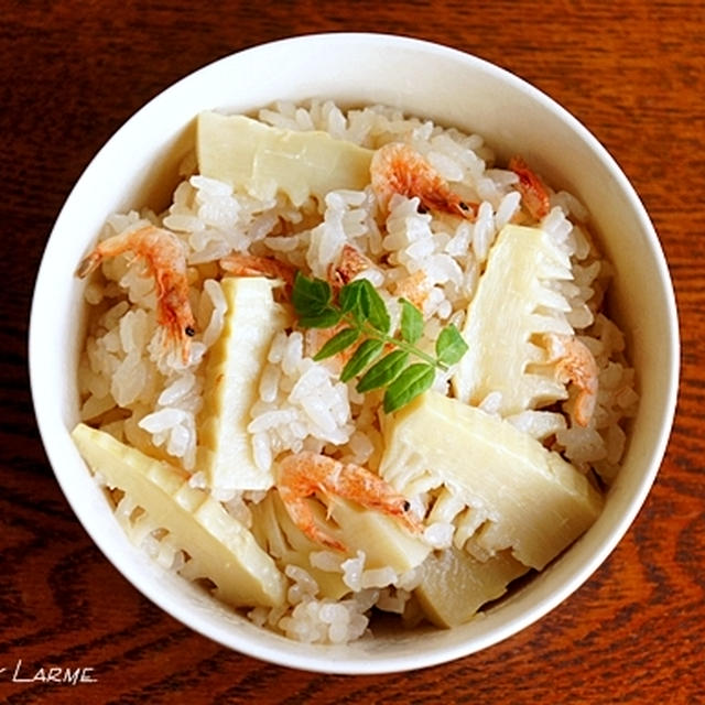 悶絶〜！　激うま生桜海老と筍の炊き込みご飯