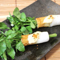 山梨と沖縄で生産70%の野菜ってなんだ?クレソンちくわのマヨ味噌添え