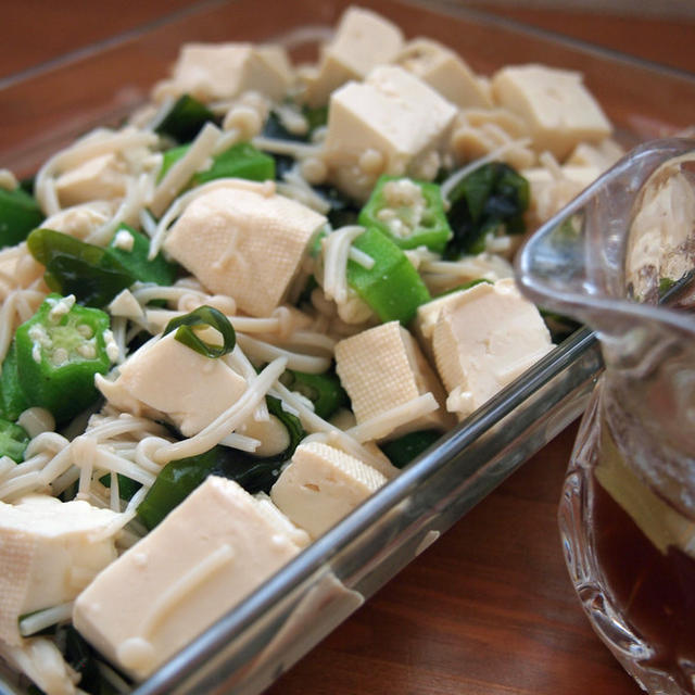 オクラとわかめ えのきの豆腐サラダ By うっし さん レシピブログ 料理ブログのレシピ満載