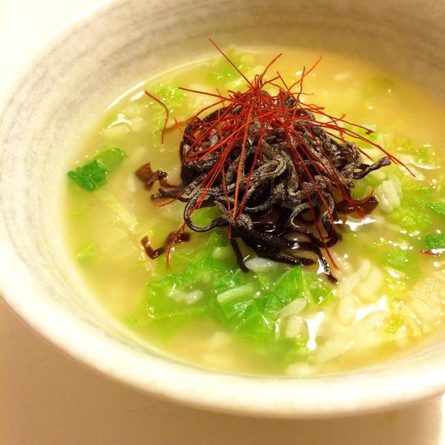 〆にぴったり♡塩昆布と白菜の雑炊＊東京オカザキッチン冬の漢汁祭！