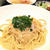 カニ身とかにみそのトマトクリームパスタ