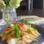 モニター　1人ランチは春野菜でパクチー・レモン風味の塩焼きそば・・エスニック風で美味しい!!
