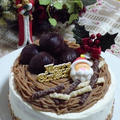 クリスマスのモンブランケーキ★cottaママの絶品スポンジケーキを使って by シフォンさん