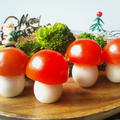 プチトマトとウズラの卵で、森のキノコ＠クリスマスのデコ by outra_praiaさん