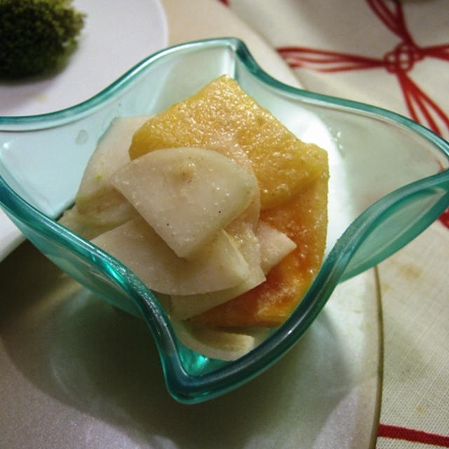 かぶと柿のピーﾅｯﾂバター和え By Murachiさん レシピブログ 料理ブログのレシピ満載